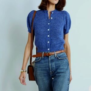 Elie Tahari Blue Button-Up Cardigan